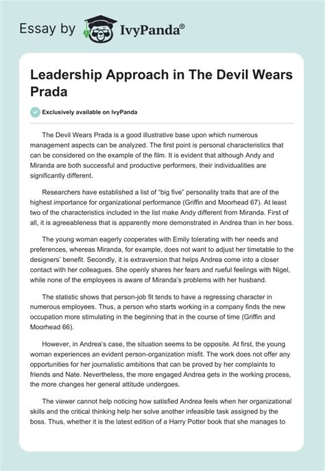 devil wears prada leadership essay|miranda leadership in prada.